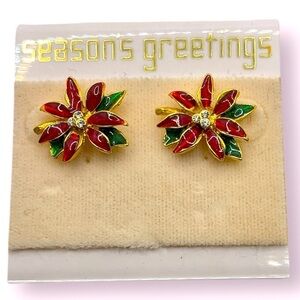 Seasons Greetings Gold Earrings Vintage Jordan Marsh